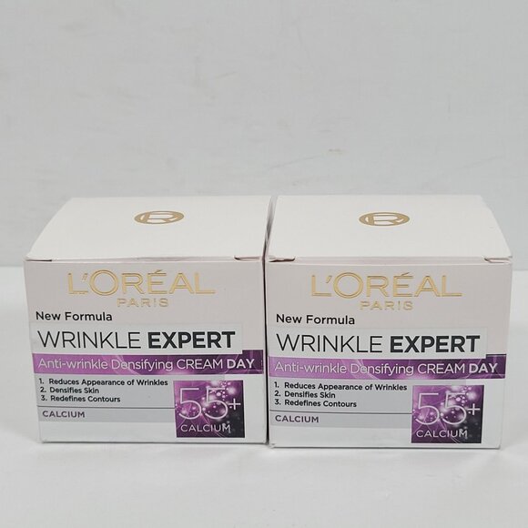 LOréal Paris Wrinkle Expert 55+ Anti-Wrinkle Densifying Cream 50ml Set of 2 NIB - Picture 1 of 5